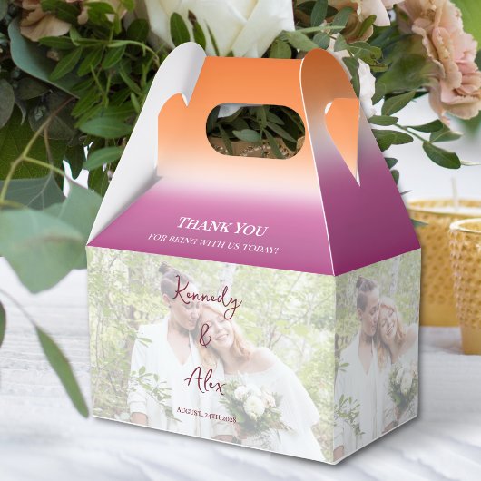 Lesbian Wedding Photo Pride Gradient Thank You フェイバーボックス