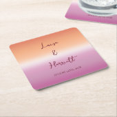 Lesbian Wedding Pride Flag Gradient Party スクエアペーパーコースター (アングル)