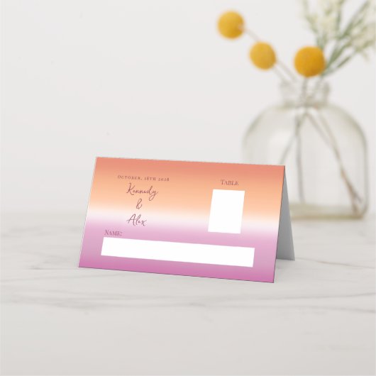 Lesbian Wedding Pride Flag Gradient Place Cards プレイスカード (正面)