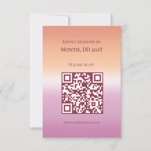 Lesbian Wedding Pride Flag Gradient QR Code 出欠カード (正面)