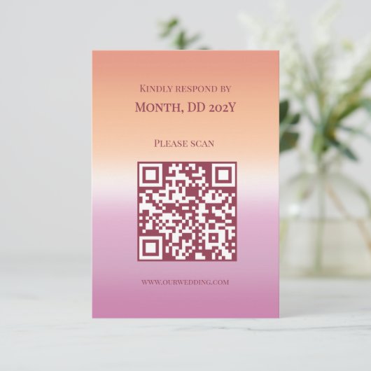 Lesbian Wedding Pride Flag Gradient QR Code 出欠カード (スタンド正面)