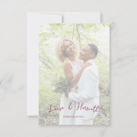 Lesbian Wedding Pride Flag Gradient QR Code 出欠カード (裏面)