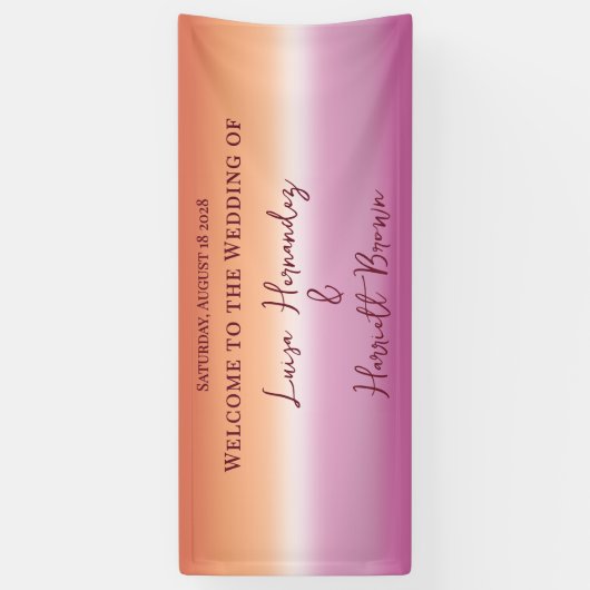 Lesbian Wedding Pride Flag Gradient Welcome 横断幕 (縦)
