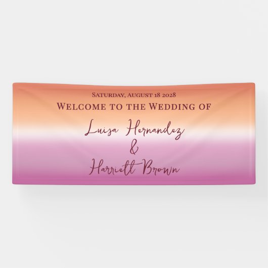Lesbian Wedding Pride Flag Gradient Welcome 横断幕 (横)