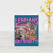 Lesbians Eat What_! Funny Cat Gay Pride Lgbtq Pun  カード (黄色い花)