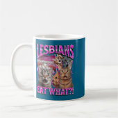 Lesbians Eat What_! Funny Cat Gay Pride Lgbtq Pun コーヒーマグカップ (左)