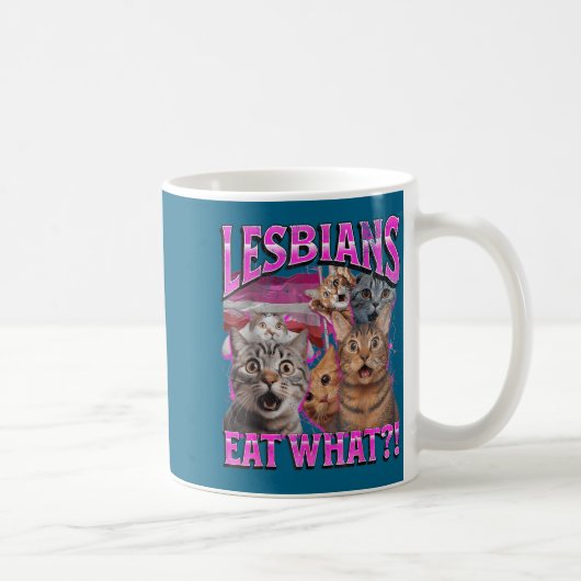Lesbians Eat What_! Funny Cat Gay Pride Lgbtq Pun コーヒーマグカップ (右)