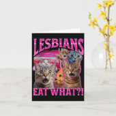 Lesbians Eat What_ Funny Cat Rude Gay Pride Lgbtq  カード (黄色い花)