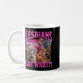 Lesbians Eat What_ Funny Cat Rude Gay Pride Lgbtq  コーヒーマグカップ (左)