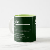 Leslie, Girl Personalized Name Definition Mug ツートーンマグカップ (正面左)