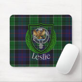 Leslie Scottish Clan Tartan and Crest  マウスパッド (マウス)