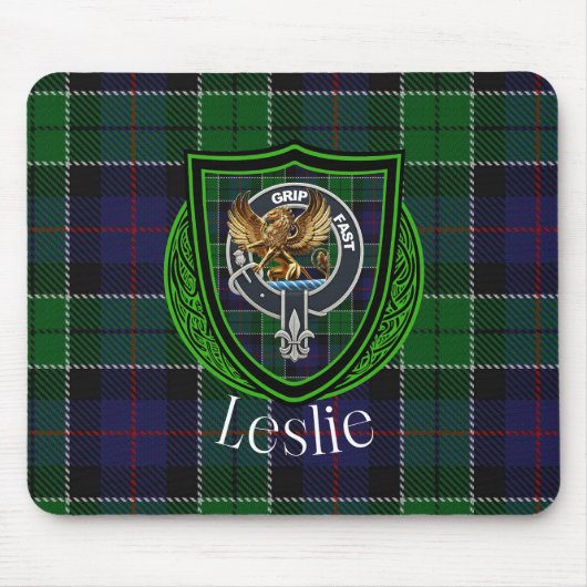 Leslie Scottish Clan Tartan and Crest  マウスパッド (正面)