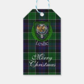 Leslie Scottish Clan Tartan & Crest ギフトタグ (正面)