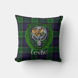 Leslie Scottish Clan Tartan & Crest クッション