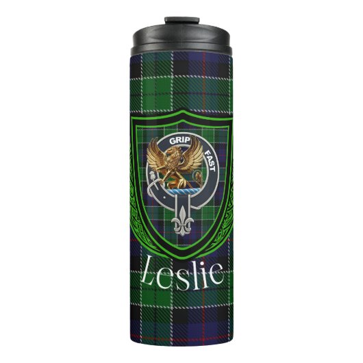 Leslie Scottish Clan Tartan & Crest タンブラー (正面)