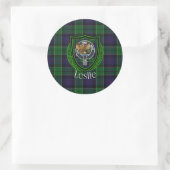 Leslie Scottish Clan Tartan & Crest ラウンドシール (バッグ)