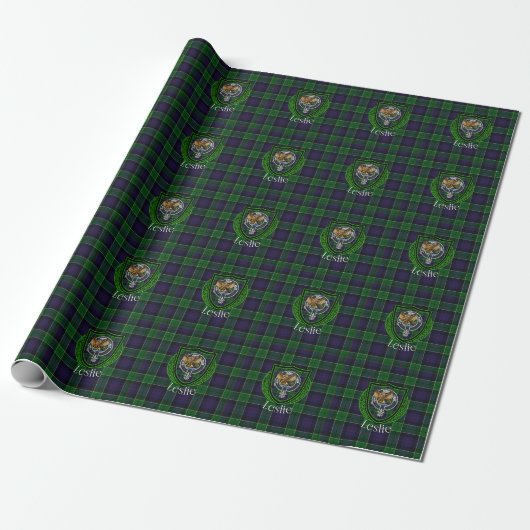 Leslie Scottish Clan Tartan & Crest ラッピングペーパー (アンロールド)
