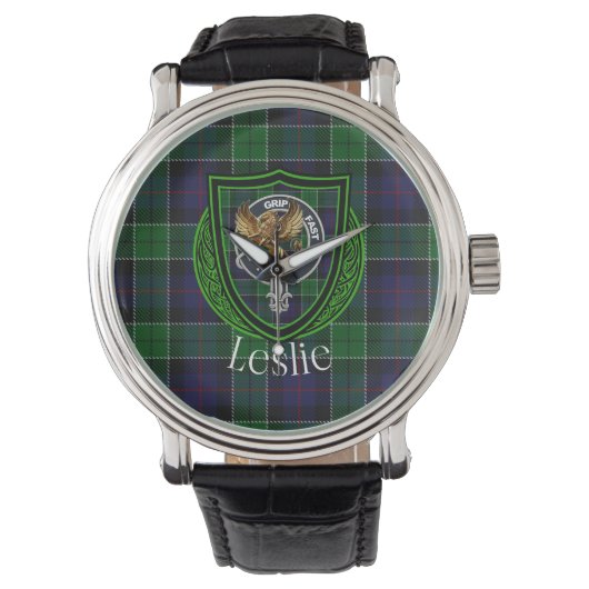 Leslie Scottish Clan Tartan & Crest 腕時計 (正面)