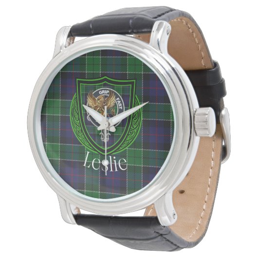 Leslie Scottish Clan Tartan & Crest 腕時計 (アングル)