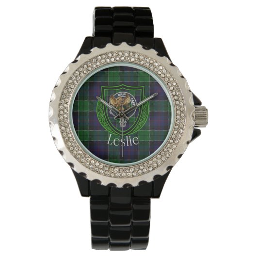 Leslie Scottish Clan Tartan & Crest 腕時計 (正面)