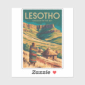 Lesotho Drakensberg Illustration Travel Art Retro シール (シート)