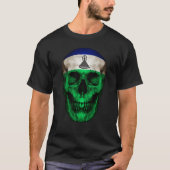 Lesotho Flag Skull Basotho Roots Proud Patriotic Tシャツ (正面)