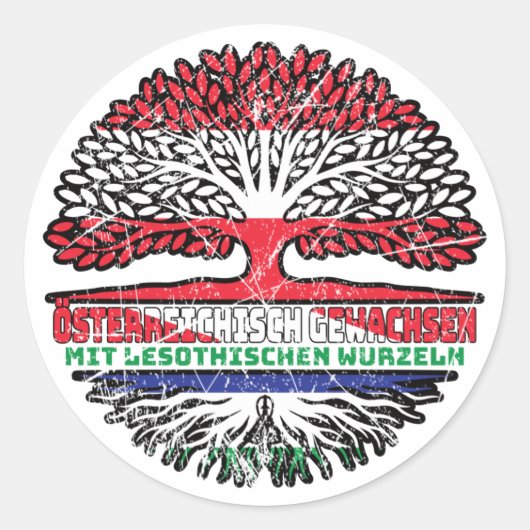 Lesotho Lesothisch Österreichisch Baum ラウンドシール (正面)
