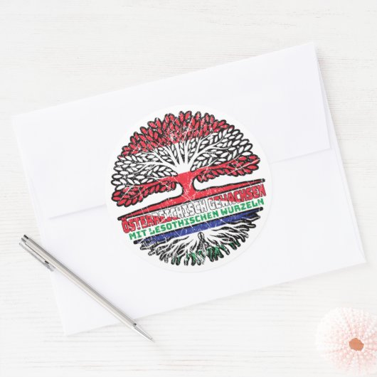 Lesotho Lesothisch Österreichisch Baum ラウンドシール (封筒)