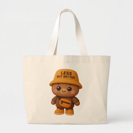 「Less But Better」かわいいくまのエコトート ラージトートバッグ (正面)