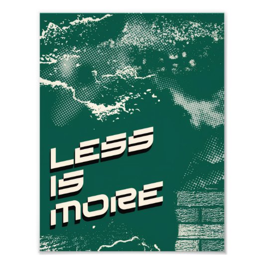 Less Is More – ミニマリスト グリーン&ホワイト ポスター (正面)