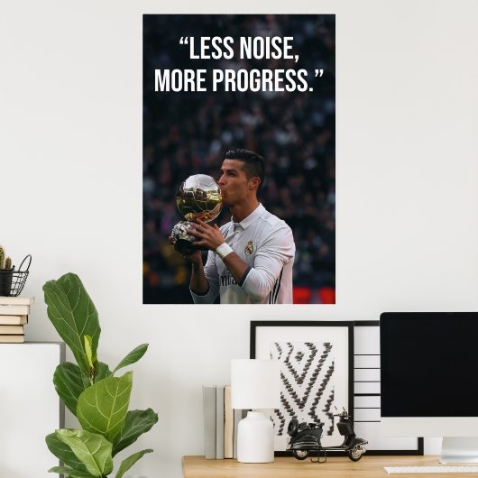 Less Noise More Progress Motivation Poster ポスター (ホームオフィス)