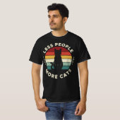 Less People More Cats | かわいいレトロ猫好きデザイン Tシャツ (正面フル)