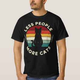 Less People More Cats | かわいいレトロ猫好きデザイン Tシャツ