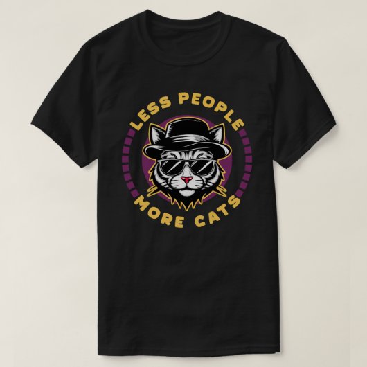 Less People More Cats Introvert Sarcastic Tシャツ (デザイン正面)