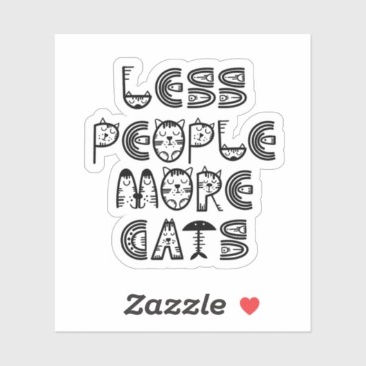 Less People  More Cats Sticker シール (シート)