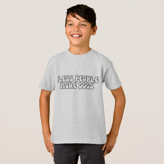 Less People More DOG groovyモダン文字スクリプト Tシャツ (正面フル)