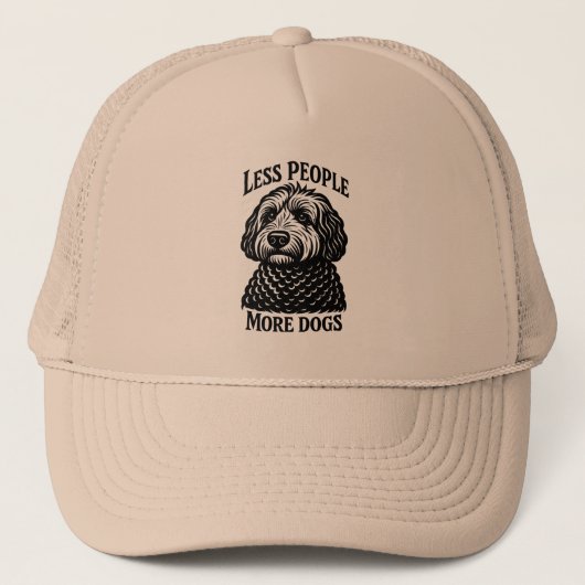 Less People More Dogs Hat – Goldendoodle Graphic キャップ (正面)