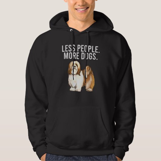 Less People More Dogs Lasa Apsos Introvert パーカ (正面)