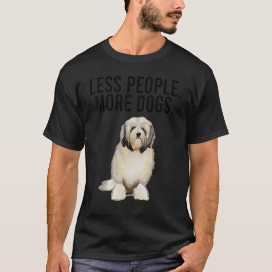 Less People More Dogs Lowchen Introvert Tシャツ (正面)