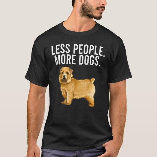 Less People More Dogs Norwich Terrier Introvert Tシャツ (正面)