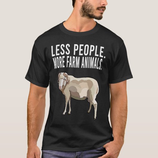 Less People More Farm Animals Ram  Introvert Tシャツ (正面)