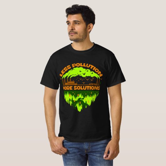 Less Pollution More Solutions Earth Day T-Shirt Tシャツ (正面フル)