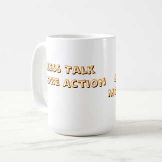 Less Talk More Action ミニマリスト タイポグラフィー Tシャツ コーヒーマグカップ
