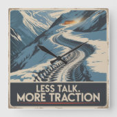 Less Talk. More Traction スクエア壁時計 (正面)