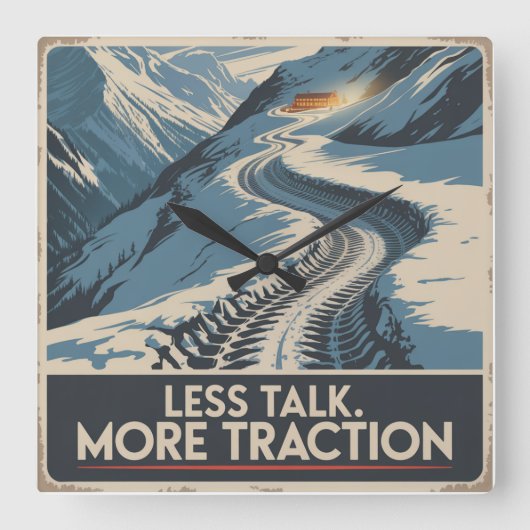 Less Talk. More Traction スクエア壁時計 (正面)