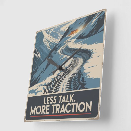 Less Talk. More Traction スクエア壁時計 (傾斜)