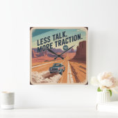Less Talk. More Traction スクエア壁時計 (ホーム)
