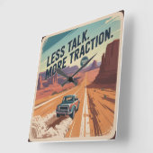 Less Talk. More Traction スクエア壁時計 (傾斜)