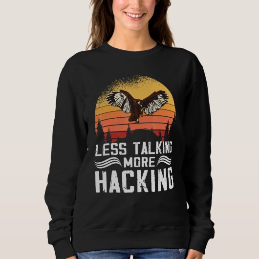 Less Talking more Hacking Sunset Falconer Falconry スウェットシャツ (正面)