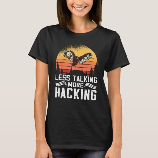 Less Talking more Hacking Sunset Falconer Falconry Tシャツ (正面)
